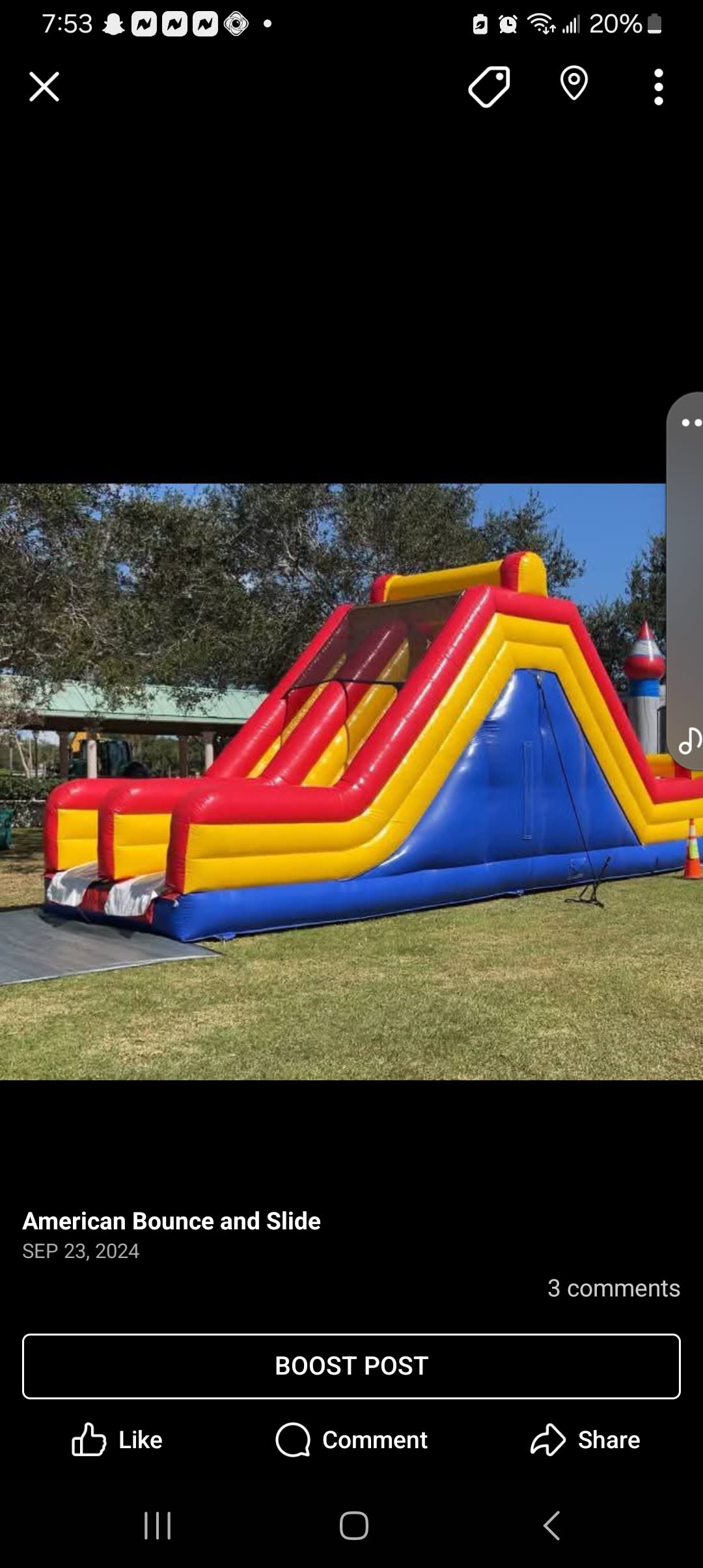 30ft Rockwell with slide obstacle course